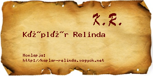 Káplár Relinda névjegykártya